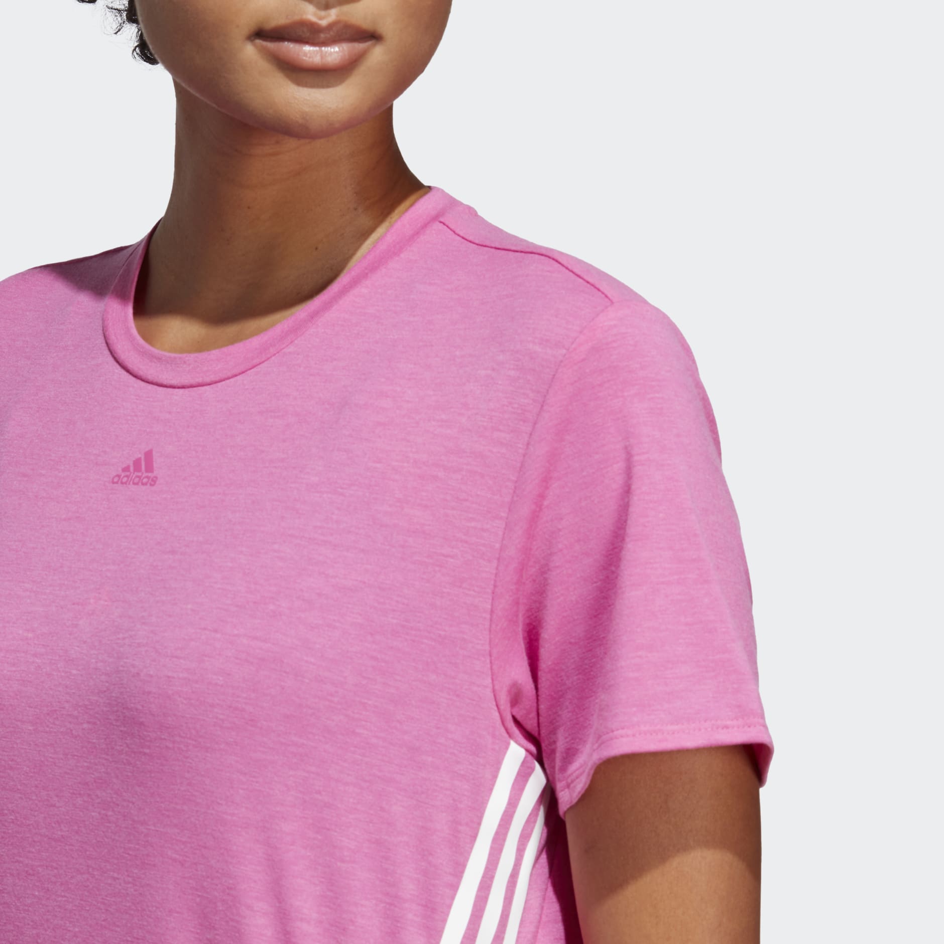adidas Train Icons 3-Stripes Tee - Pink | adidas UAE