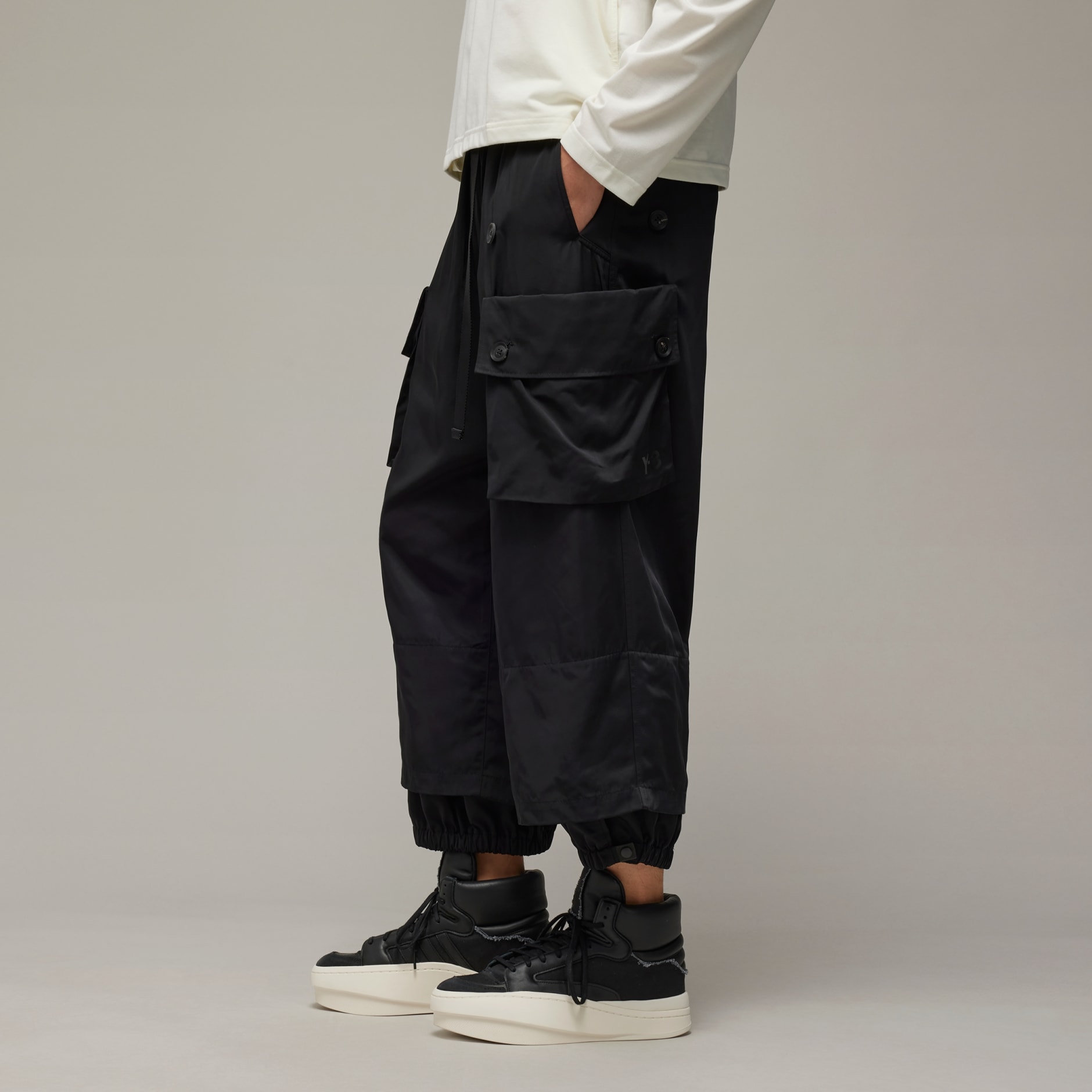 adidas Y-3 Nylon Twill Cuffed Pants - Black