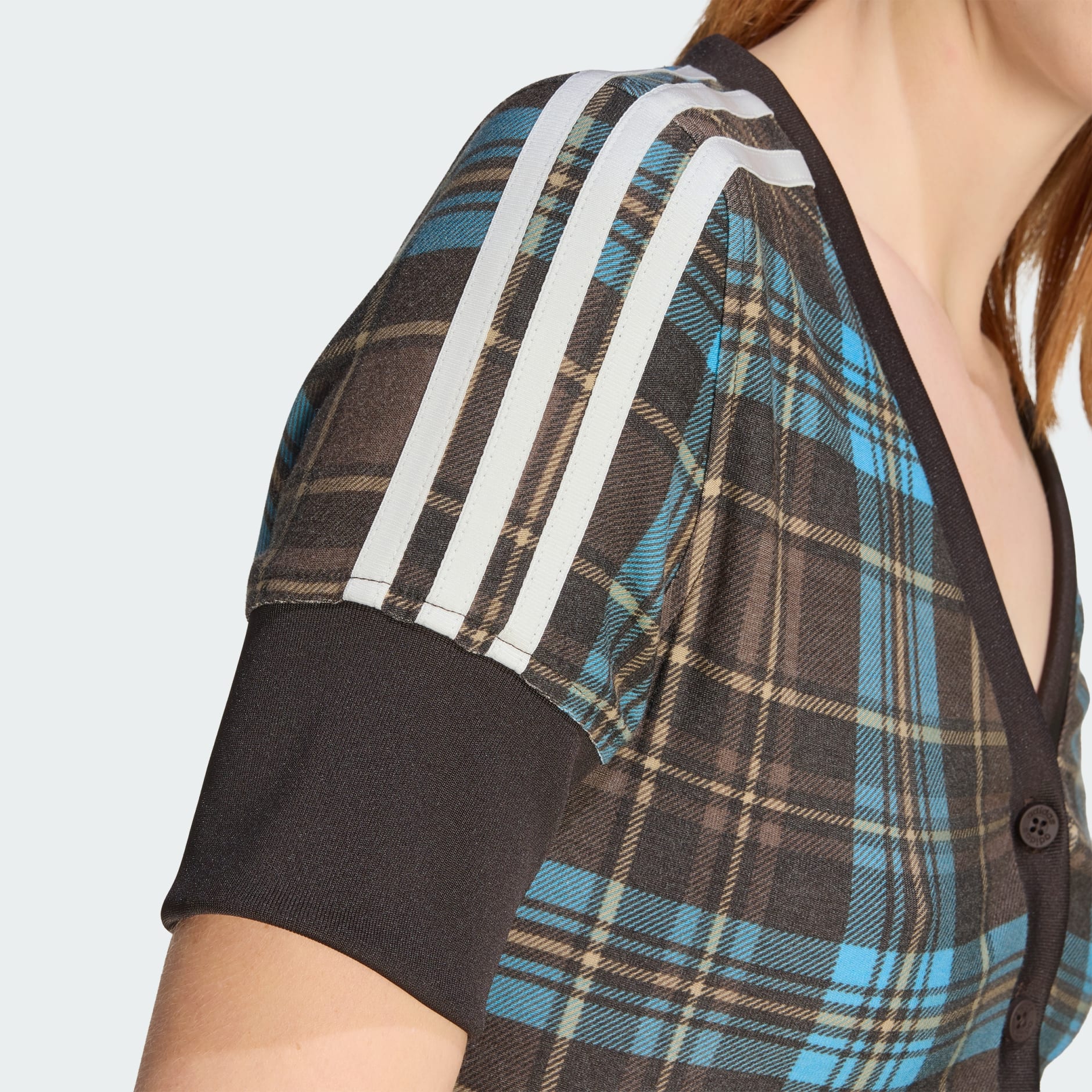 CHECKED V-NECK SHIRT WITH BUTTONS