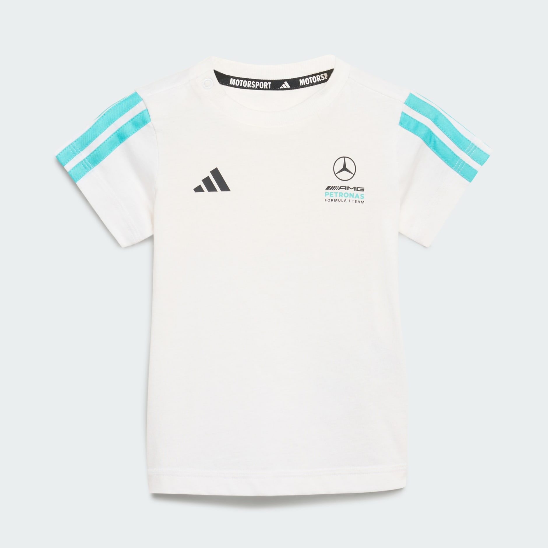 SET JOGGER CU M&Acirc;NECĂ SCURTĂ MERCEDES - AMG PETRONAS FORMULA 1 TEAM DNA PENTRU BEBELUȘI