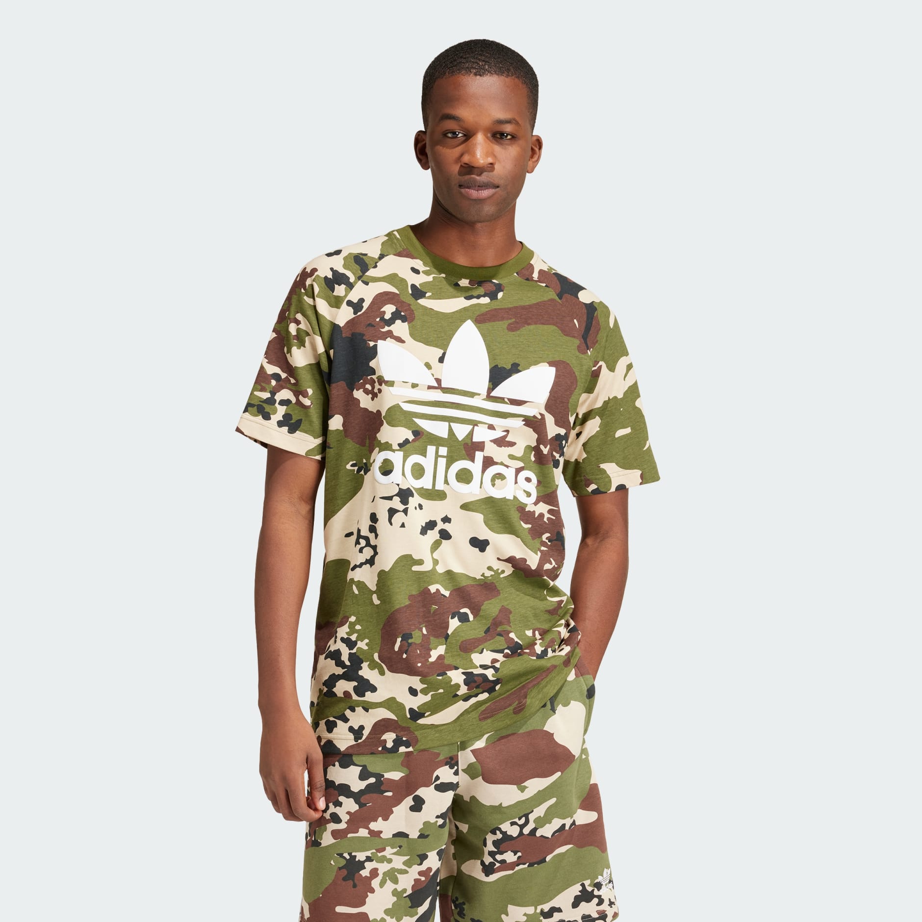 Clothing - Camo Trefoil Tee - Green | adidas South Africa