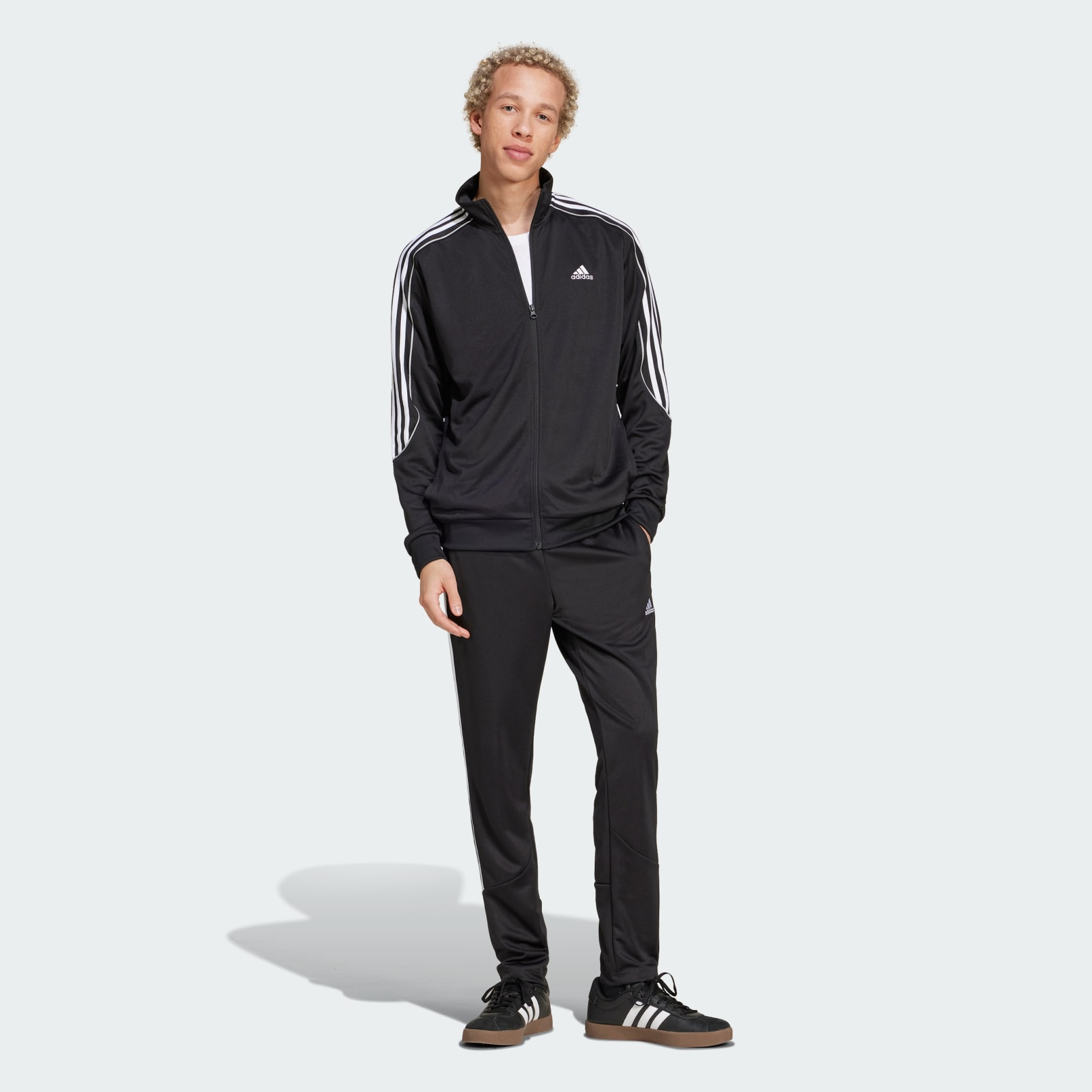 Men s Clothing Sportswear 3 Stripes Doubleknit Track Suit Black adidas Saudi Arabia