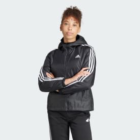 Women's Clothing - Essentials 3-Stripes Insulated Hooded Jacket - Black |  adidas Oman