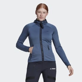 adidas Terrex Tech Flooce Light Hooded Hiking Jacket - Blue | adidas ZA
