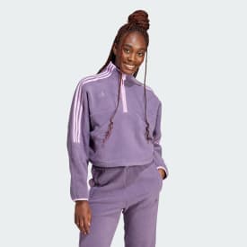 Women's Clothing - Tiro Half-Zip Fleece Sweatshirt - Purple | adidas 