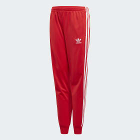 adidas red track pants mens