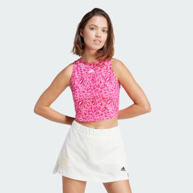 Polera Sin Mangas Corta Essentials Animal Print Blanco Mujer Sportswear
