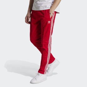 Red adidas Originals Leopard Luxe Wide Leg Adibreak Track Pants