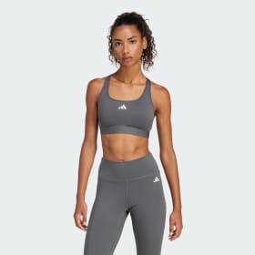 Top Deportivo Powerreact Training Soporte Medio Gris Mujer Training