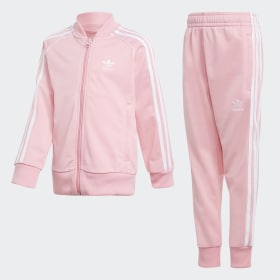 pink and white sweatsuit