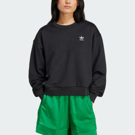 Adidas originals tech trefoil best sale cropped sweatshirt in blac