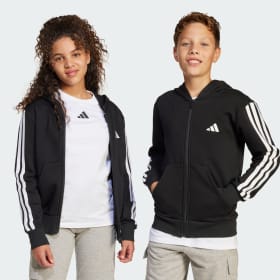 Polerón Con Capucha Essentials Cierre Frontal Kids Negro Niño Sportswear
