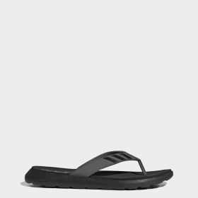 adidas men's black flip flops