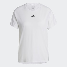 Polera Aeroready Train Essentials Minimal Branding Cuello Redondo Blanco Mujer Training