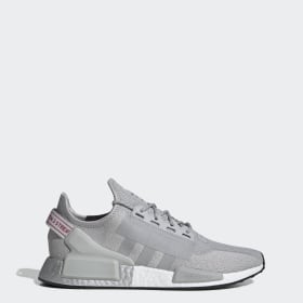 While adidas NMD R1 Primeknit AND Core Black Lush Red