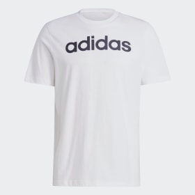 Polera Essentials Logo Lineal Bordado Tejido Jersey Blanco Hombre Sportswear