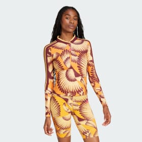 Polera Manga Larga Adidas X Farm Amarillo Mujer Sportswear