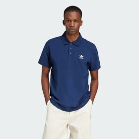 Polera Con Cuello Essentials Trifolio Azul Hombre Originals