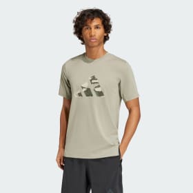 Polera Train Essentials Camo Graphic Logo Verde Hombre Training