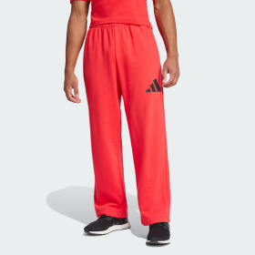 Pantalón Essentials 3 Bar Logo Pierna Ancha Rojo Hombre Sportswear