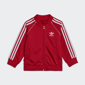 Red adidas clearance tracksuit for toddlers