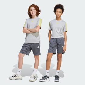 Shorts Train Essentials 3 Tiras Kids Gris Niño Sportswear