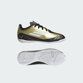 Zapatos De Fútbol Messi F50 Club Cancha Cubierta Kids Dorado Niño Fútbol