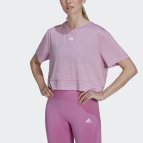 Adidas Performance Polera Corta Holgada AEROREADY Studio Morado Mujer Training Ofertitas