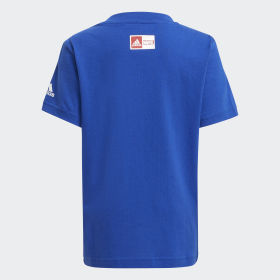 blue and green adidas shirt