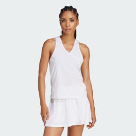 Polera Sin Mangas Club Tennis Climacool V-Neck Blanco Mujer Tenis
