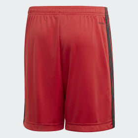 red adidas football shorts