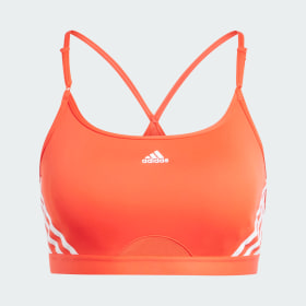 adidas All Me 3 Stripe Bra, Glory Blue/White, Medium 