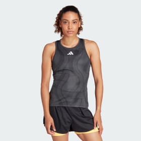 Polera Sin Mangas Club Tennis Estampada Gris Mujer Tenis