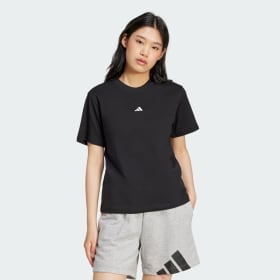Polera Essentials Logo Pequeño Algodón Negro Mujer Sportswear