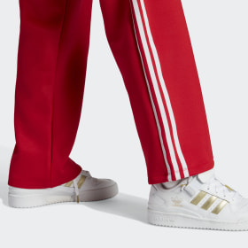 White and discount red adidas pants