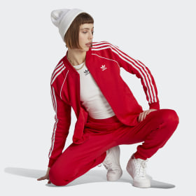 Adidas originals red tracksuit womens hotsell