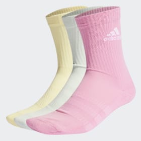 adidas - Cushioned Crew Socks 3 Pairs Linen Green / Bliss Pink / Almost Yellow HI1647
