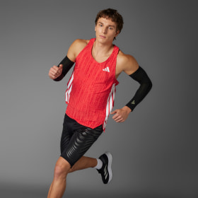 Polera Sin Mangas Singlet Adizero Running Rojo Hombre Running