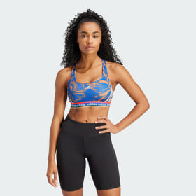 Top Deportivo Adidas X Farm Rio Soporte Medio Azul Mujer Training