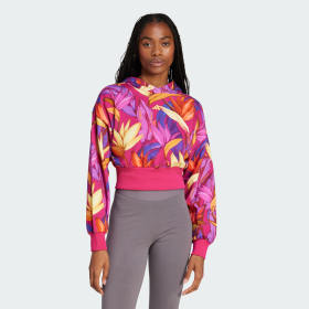 Polerón Con Capucha Adidas X Farm Rosado Mujer Sportswear
