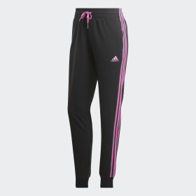 Pantalón Essentials 3 Tiras Tejido Jersey Negro Mujer Sportswear