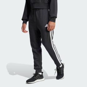 Pantalón Essentials French Terry 3 Tiras Negro Hombre Sportswear