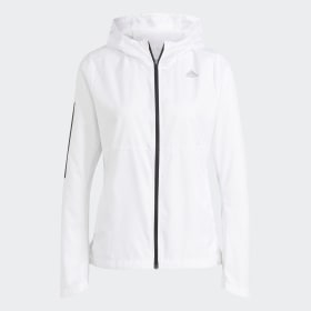Adidas Performance Chaqueta Cortaviento con Capucha Own the Run Blanco Mujer Running Ofertitas
