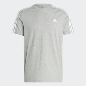 Polera Essentials 3 Tiras Tejido Jersey Gris Hombre Sportswear