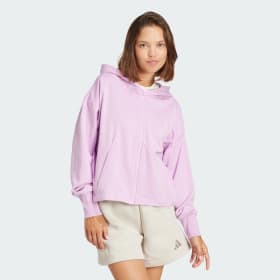 Polerón Con Capucha All Szn French Terry Holgada Cierre Frontal Morado Mujer Sportswear