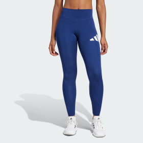 Calzas Largas Train Essentials Logo Grande Tiro Alto Azul Mujer Training