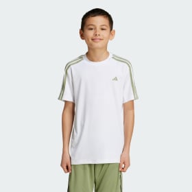 Polera Train Essentials Aeroready 3 Tiras Ajuste Clásico Blanco Niño Sportswear