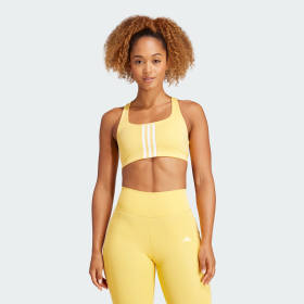 Top Deportivo Powerimpact Training 3 Tiras Soporte Medio Amarillo Mujer Training