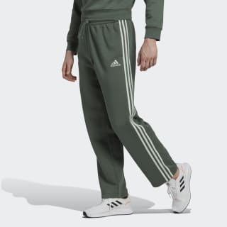 adidas Essentials Fleece Open Hem 3-Stripes Pants - Black | men ...