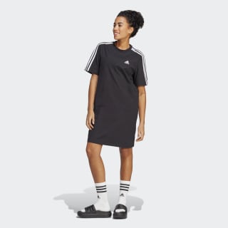 adidas Essentials 3-Stripes Single Jersey Boyfriend Tee Dress - Black |  adidas Singapore